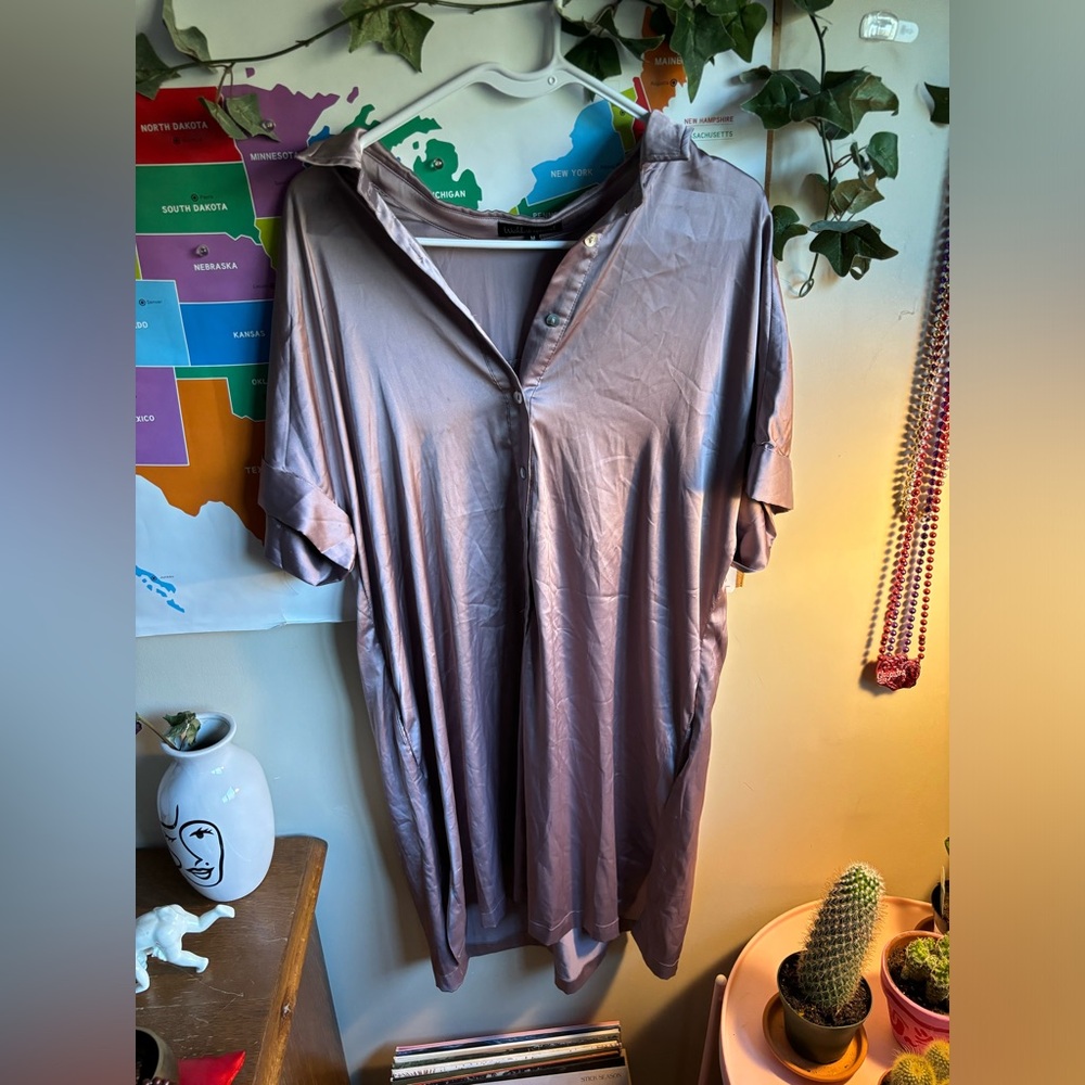 Purple, silk, t-shirt dress
